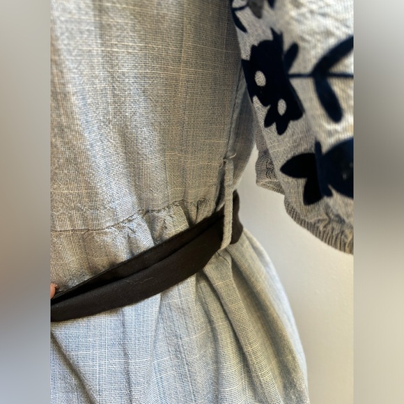 Zara Embroidered Sequinned Blue Dress &  Black Belt - Picture 7 of 16